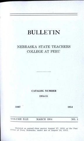 1954-1955 Catalog of Peru State Teachers College (Nebraska) by Peru State  College Library - Issuu