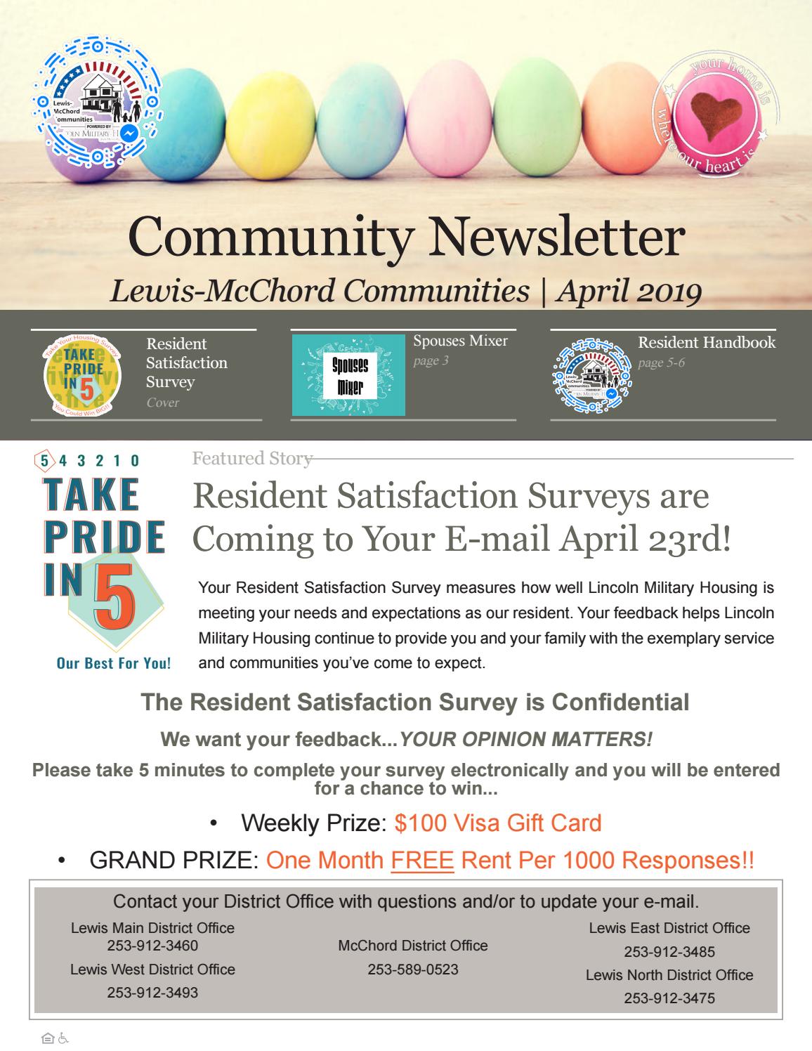 LewisMcChord Communities April 2019 Resident Newsletter by Liberty