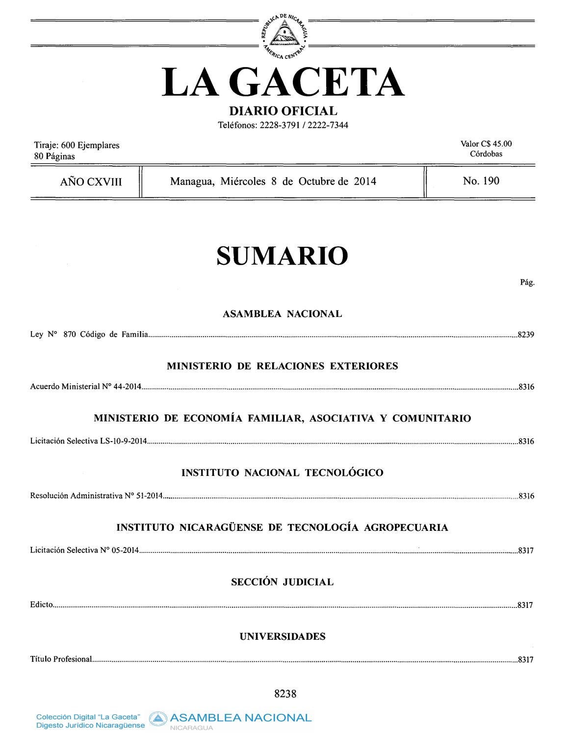 Ley 870 Codigo De Familia Nicaragua By Fundacion Justicia Y Genero Issuu