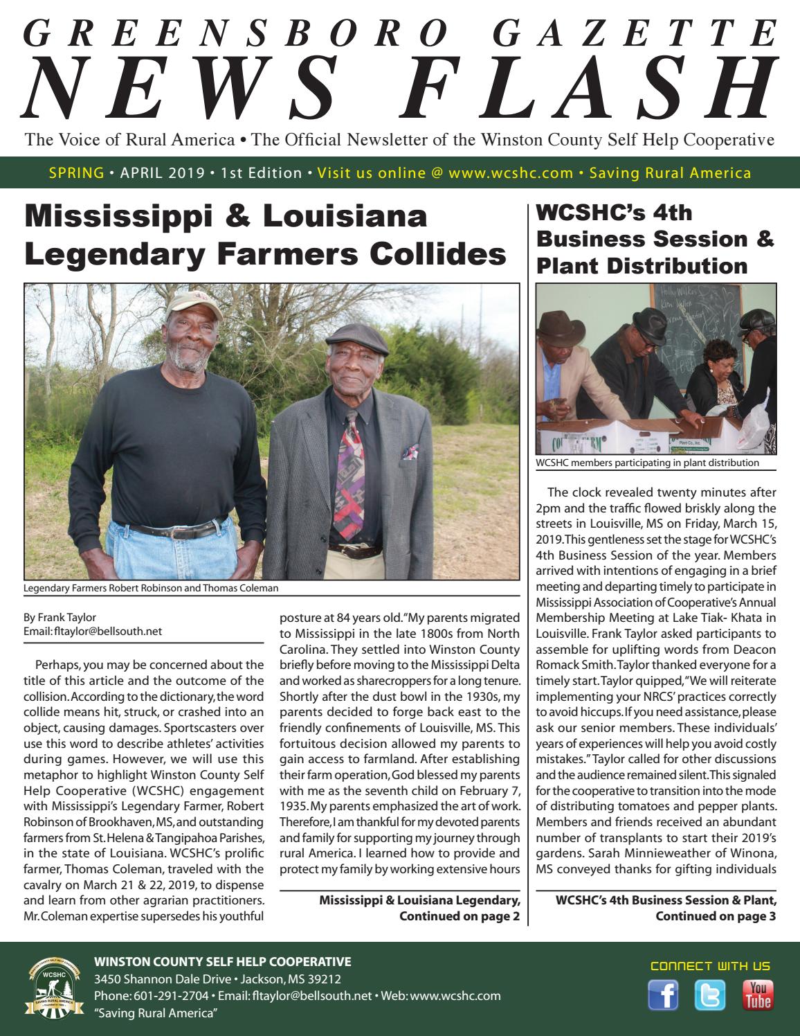Greensboro Gazette News Flash 1st Edition April 2019 by Frank Taylor