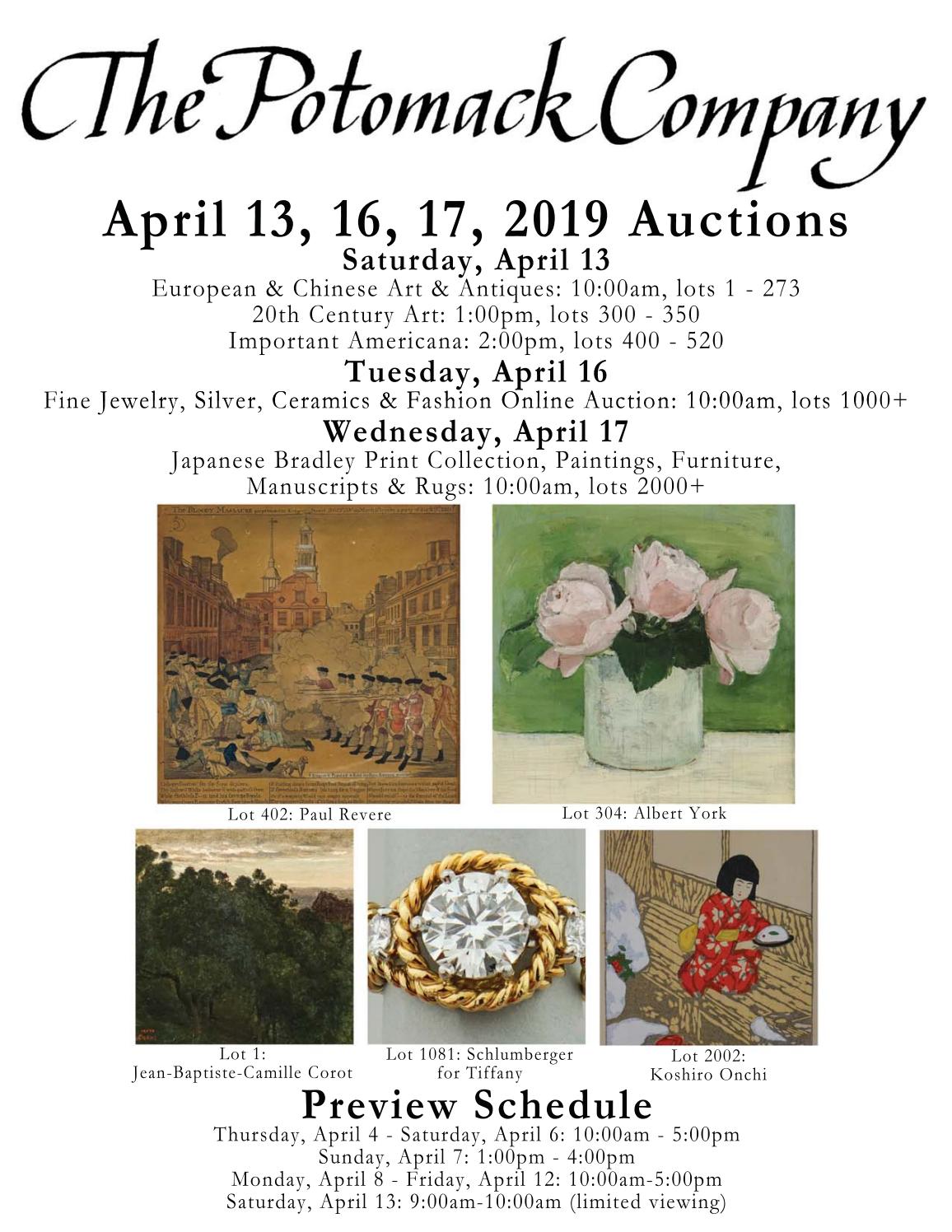 Potomack April 13, 16, 17, 2019 Auction Catalogue by The Potomack