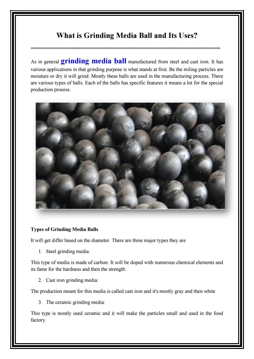 What is Grinding Media Ball and Its Uses? by Allstar Grindingball Issuu