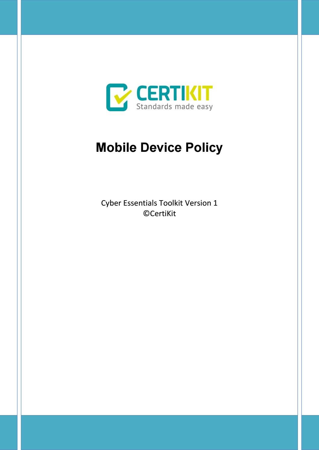 CYBDOC023 Mobile Device Policy by CertiKit Limited Issuu