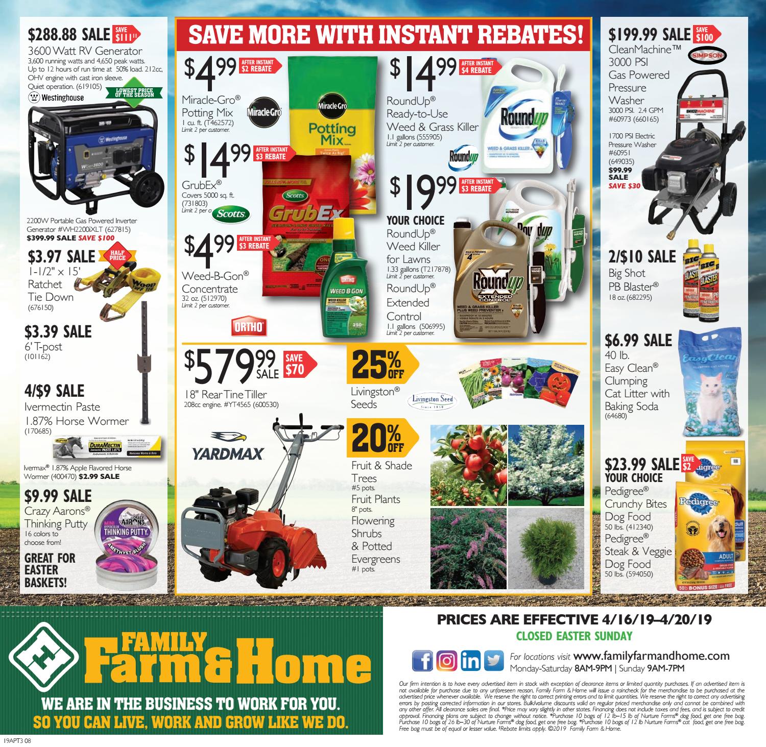 Archived, Inactive Ad Family Farm & Home 19APT3 Ad (Effective 4/16/19