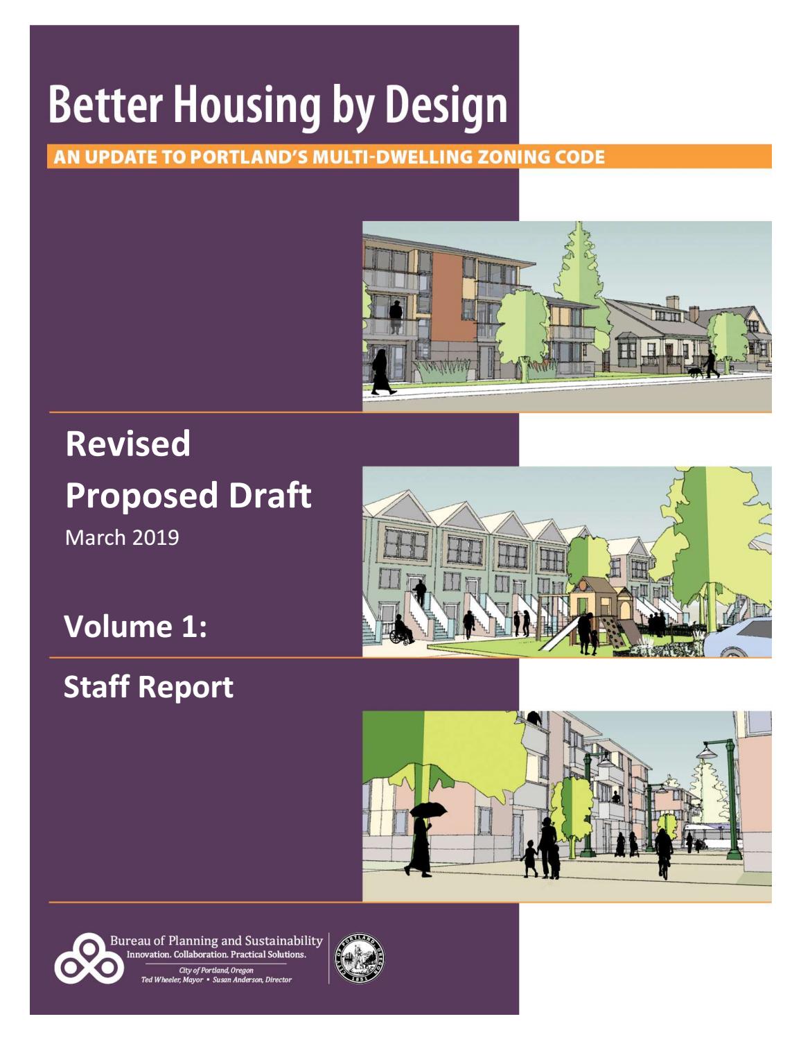 Better Housing By Design Revised Proposed Draft March 2019, 2019 City of Portland by HFO