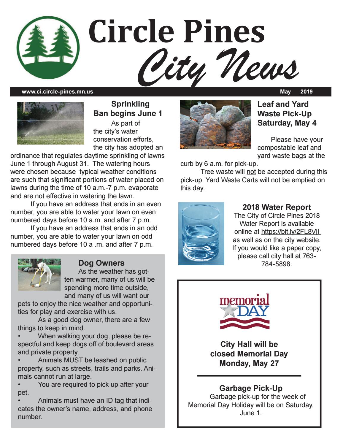 City of Circle Pines May 2019 City Newsletter by City of Circle Pines