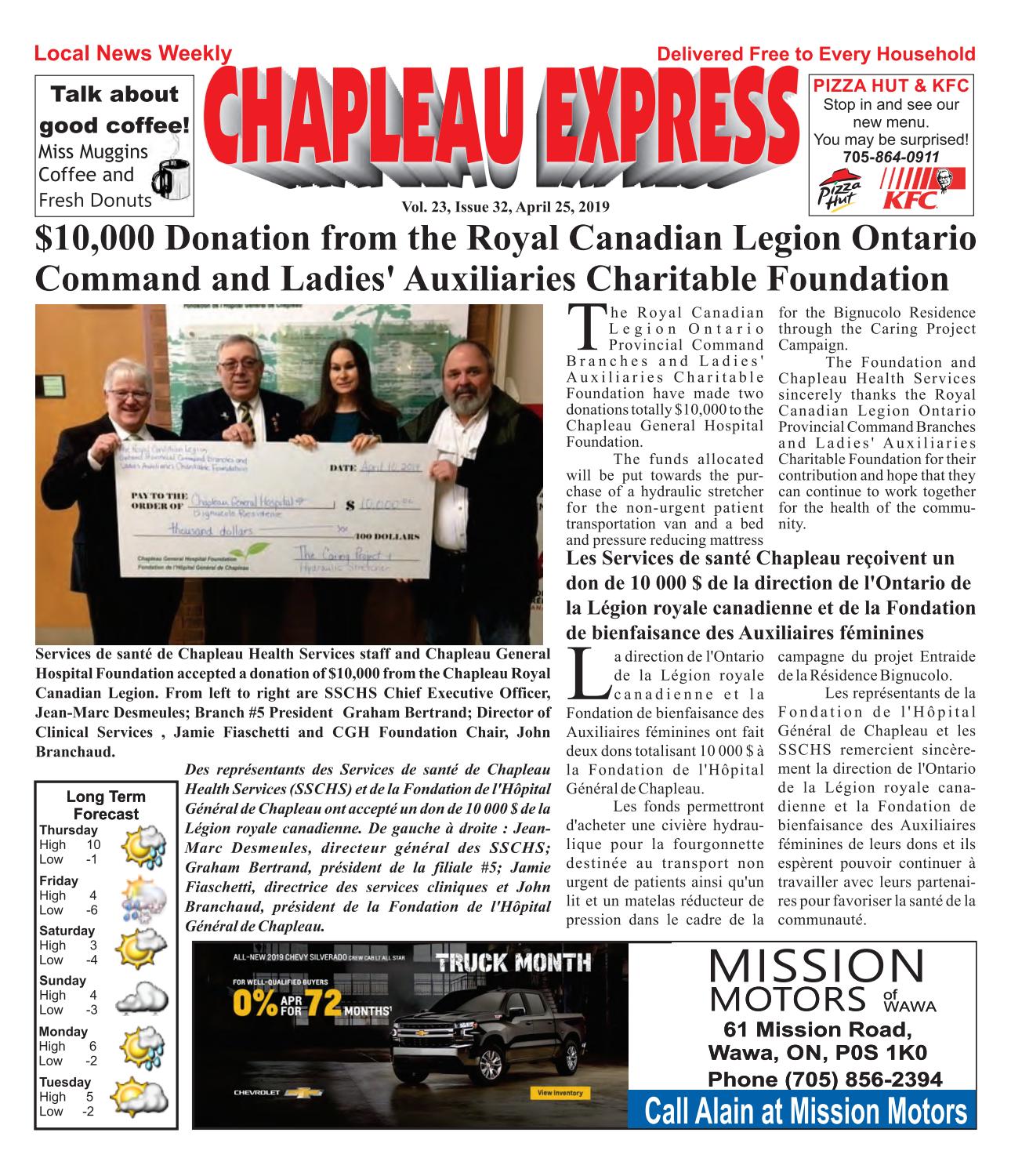 04252019 April 25 2019 by The Chapleau Express Issuu