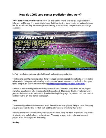 100 percent sure soccer predictions by Nomad Alexander Issuu