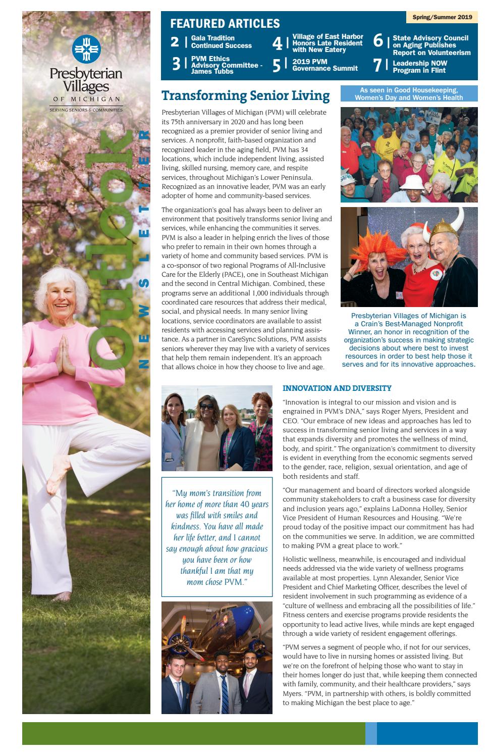 PVM Outlook Spring/Summer 2019 by Presbyterian Villages of Michigan - Issuu