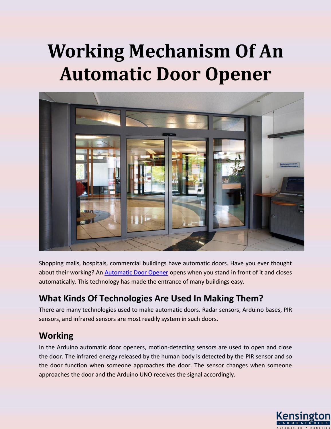 Working Mechanism Of An Automatic Door Opener Kensington Laboratories