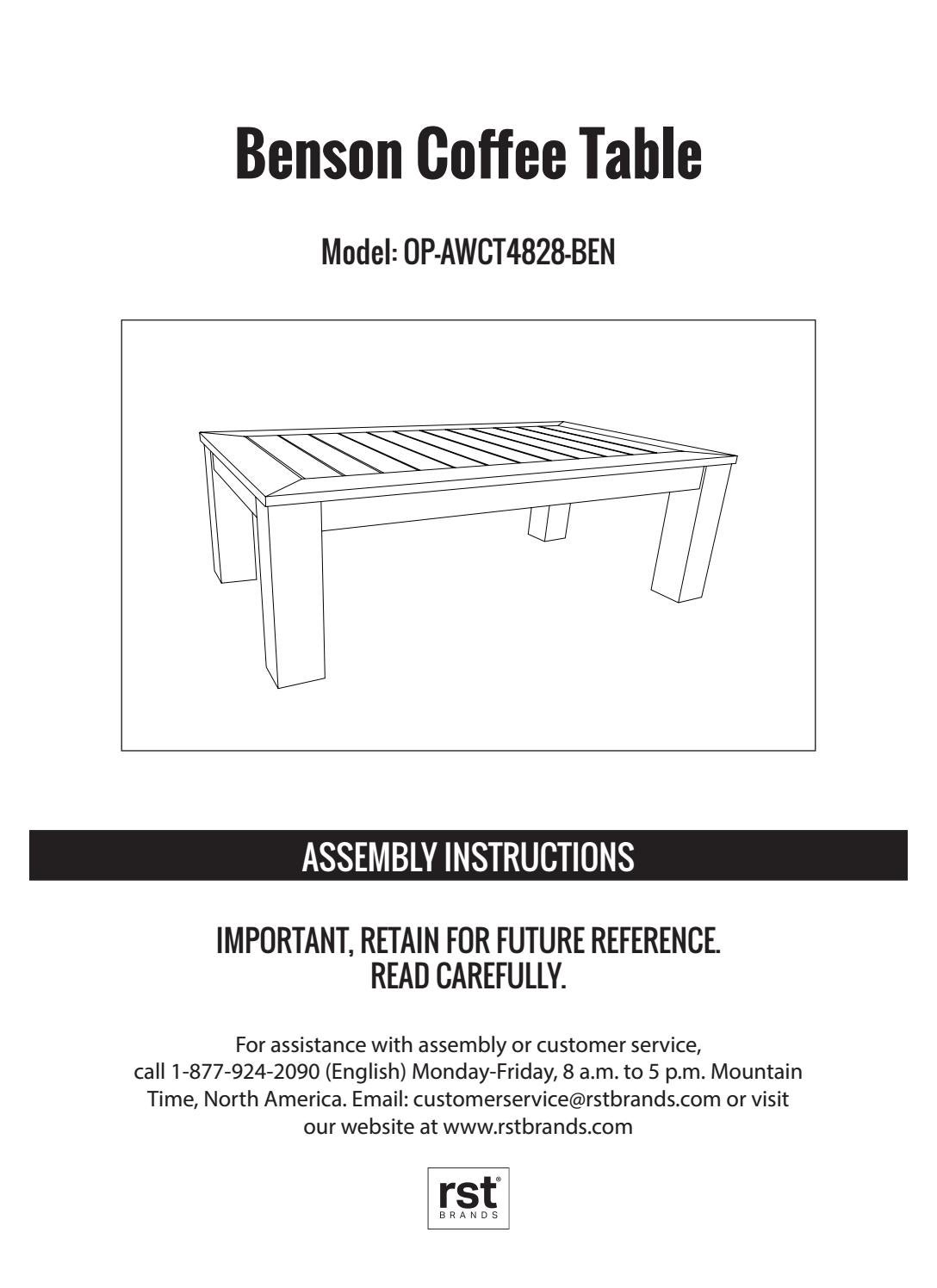 Benson Coffee Table Instructions (OPAWCT4828BEN) by RST Brands Issuu