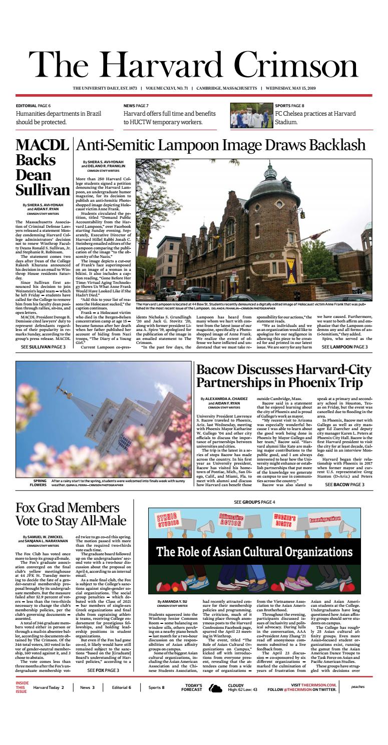 The Harvard Crimson Volume CXLVI, No. 71 by The Harvard Crimson Issuu