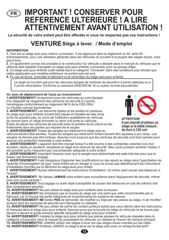 VENTURE Manual Instruction 2019 第 12 页