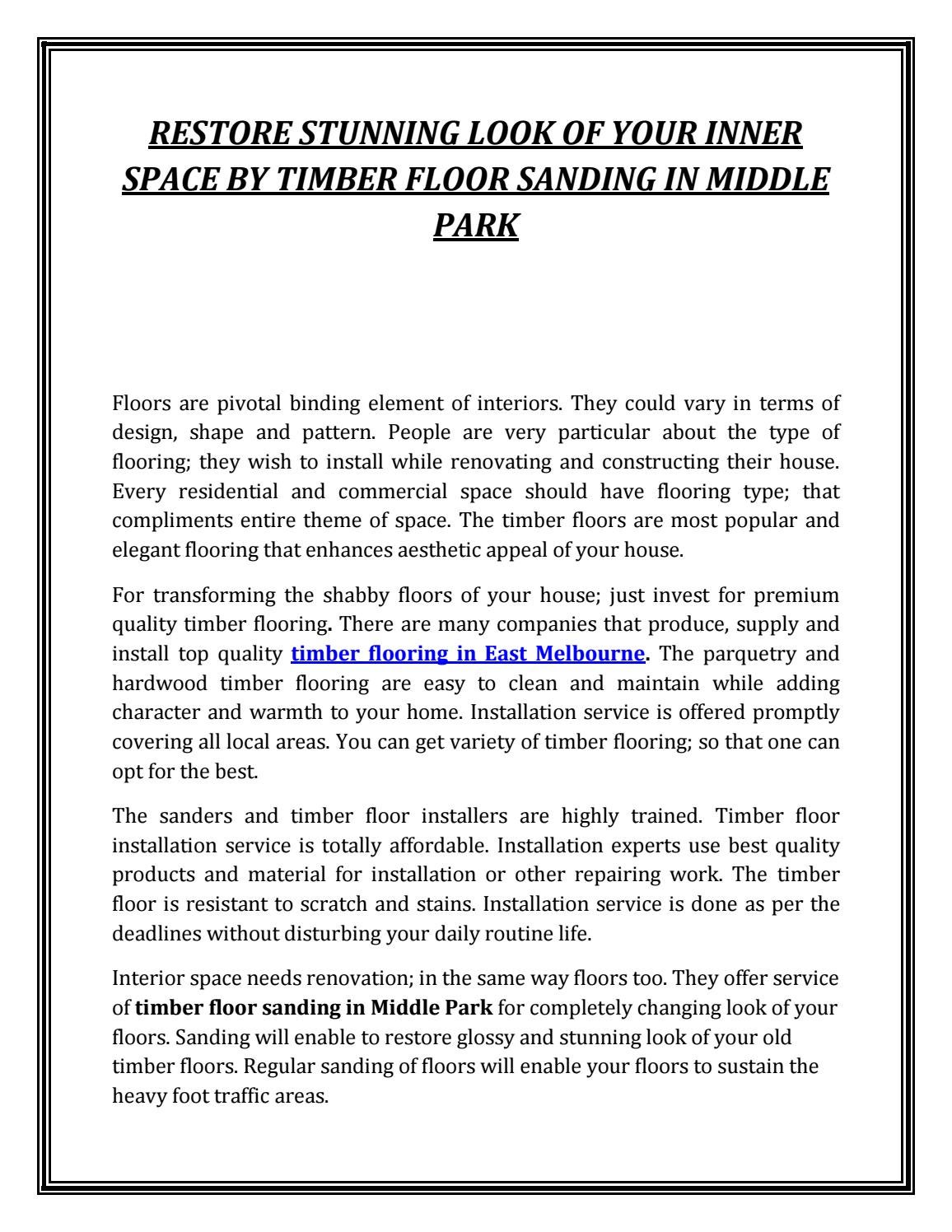 Restore Stunning Look Of Your Inner Space By Timber Floor Sanding