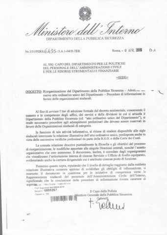 Ministero Dell Interno Riorganizzazione Dipartimento Pubblica Sicurezza Allegato 1 By Laboratorio Polizia Democratica Issuu