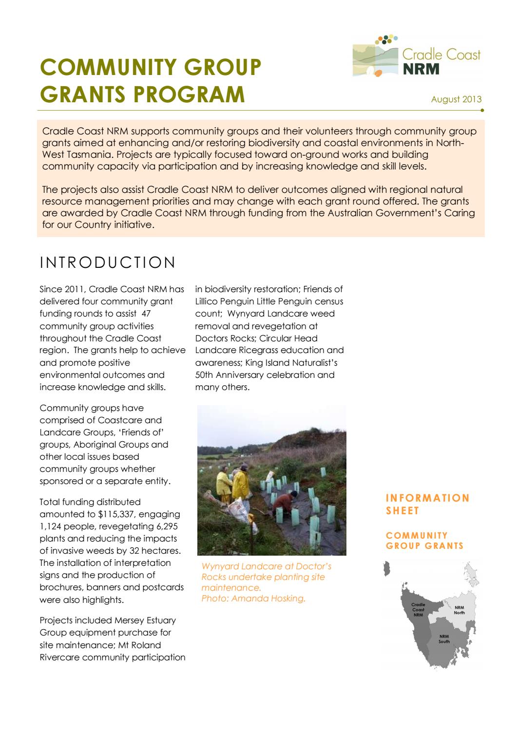 Community Group Grants Program by Cradle Coast Authority Issuu