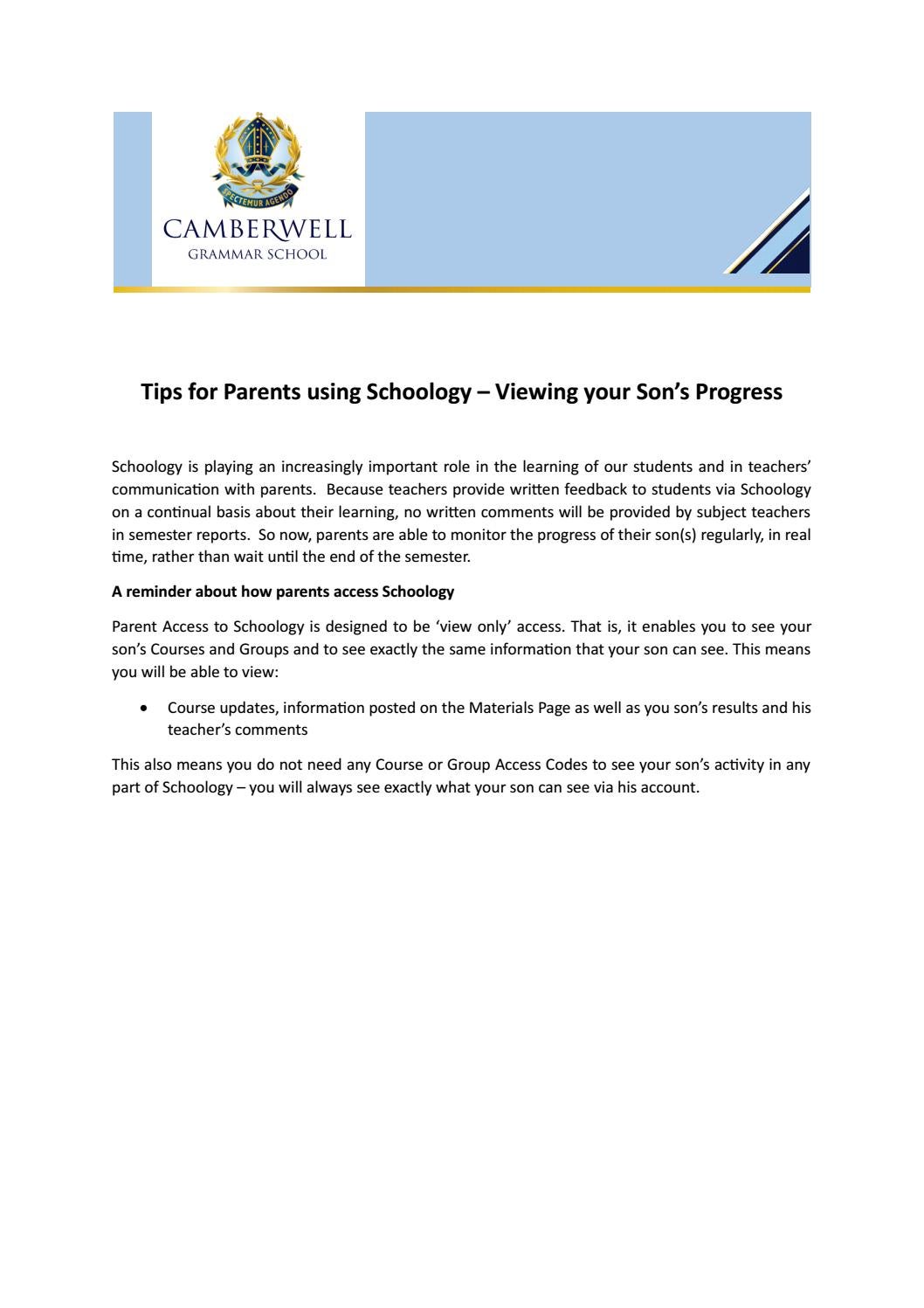 Parent Guide to Schoology by Camberwell Grammar School - Issuu