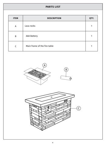 Sage 42in x 20in fire 桌 assembly instructions (SL-RECFT-4-STN) 第 5 页