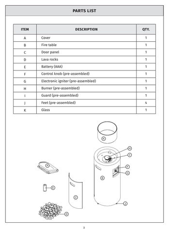 Donovan fire 桌 assembly instructions English (SL-FT-3-DCMNT, SL-FT-3-LCMNT) 第 4 页