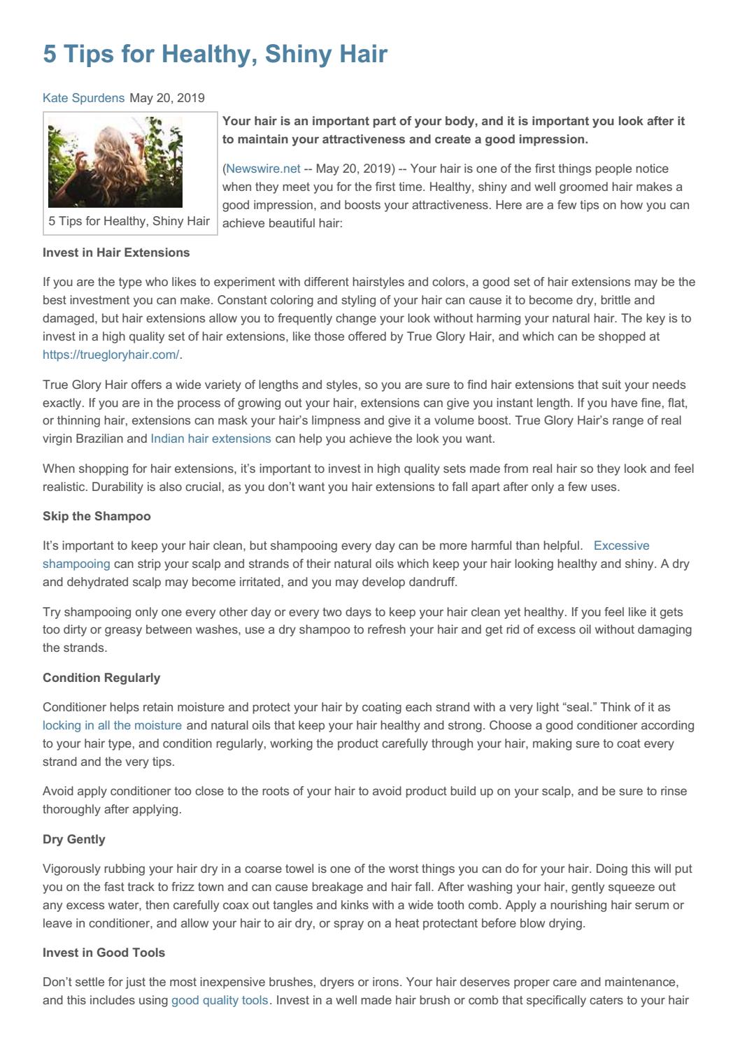 5 Tips For Healthy Shiny Hair By Newswire Issuu