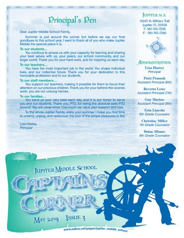 Jupiter Middle School Newsletter By Academy Publishing Inc