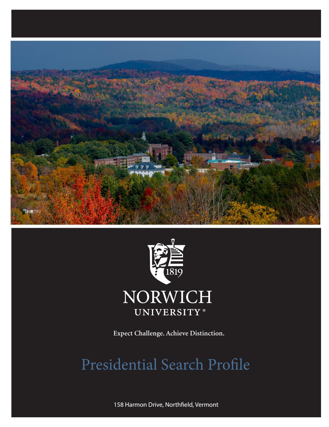 NORWICH UNIVERSITY PRESIDENTIAL SEARCH 2019 by Norwich University Issuu