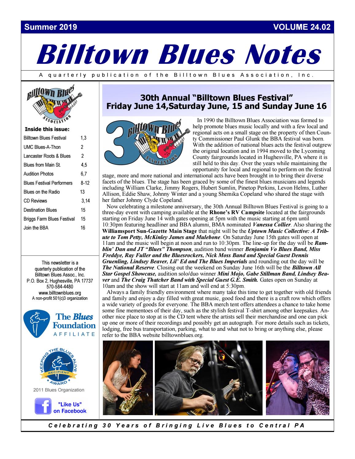 Billtown Blues Notes Summer 2019 Edition by billtownblues Issuu