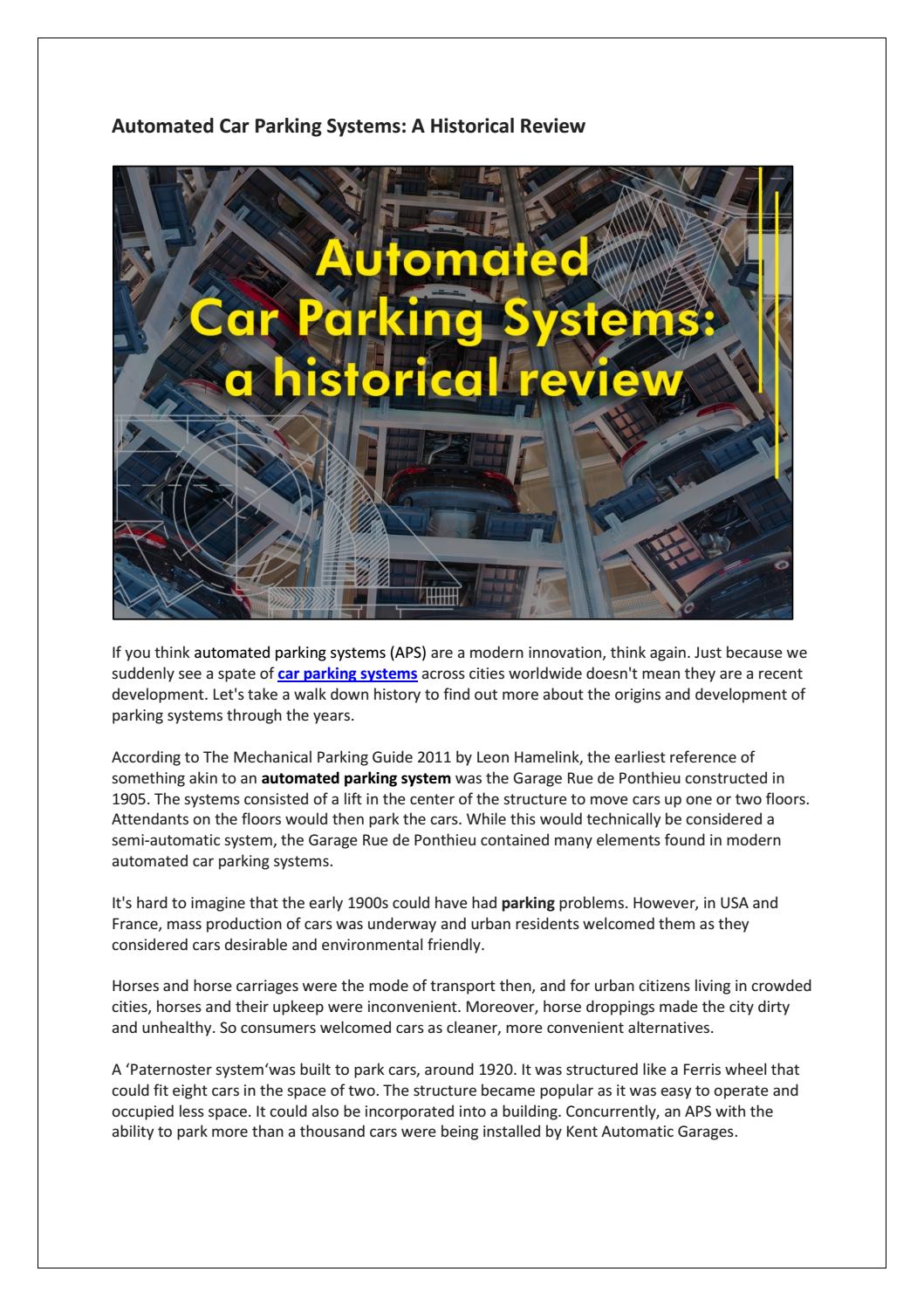 Automated Car Parking Systems: A Historical Review by Wohr Parking - Issuu