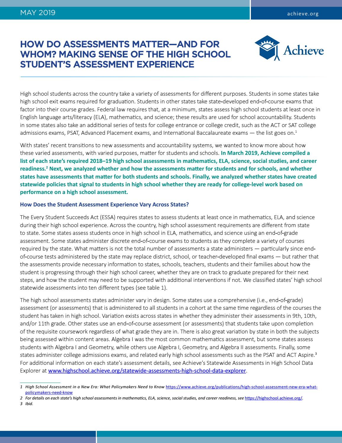 Making Assessment Matter