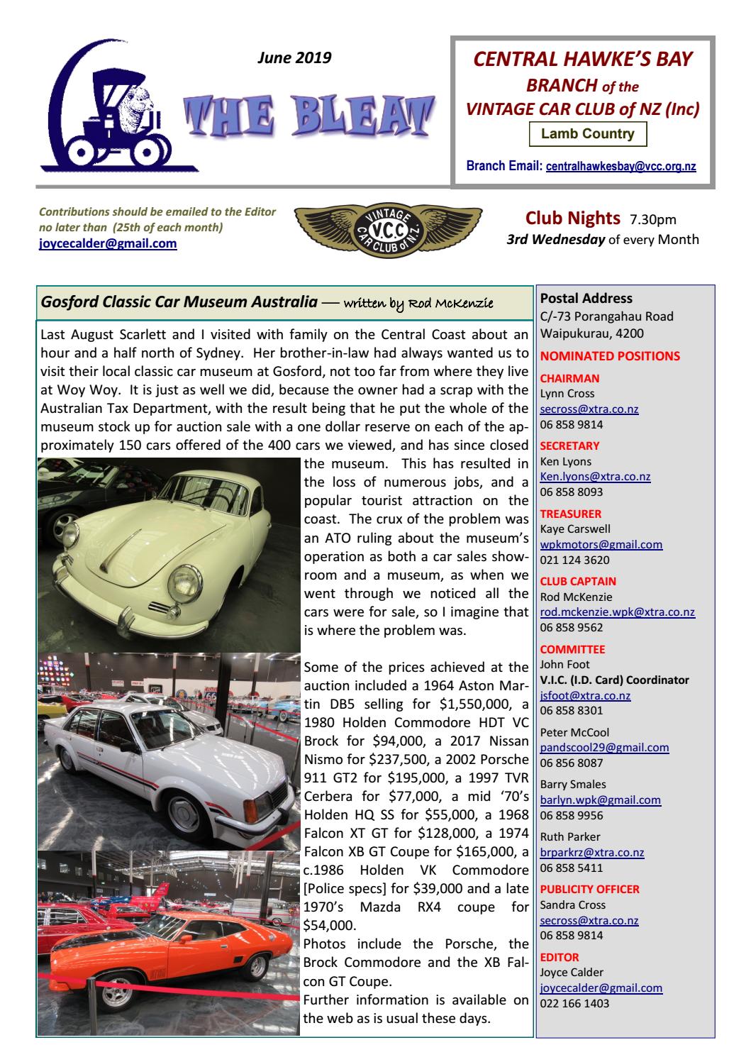 Central Hawkes Bay VCC June 2019 by Vintage Car Club of New Zealand