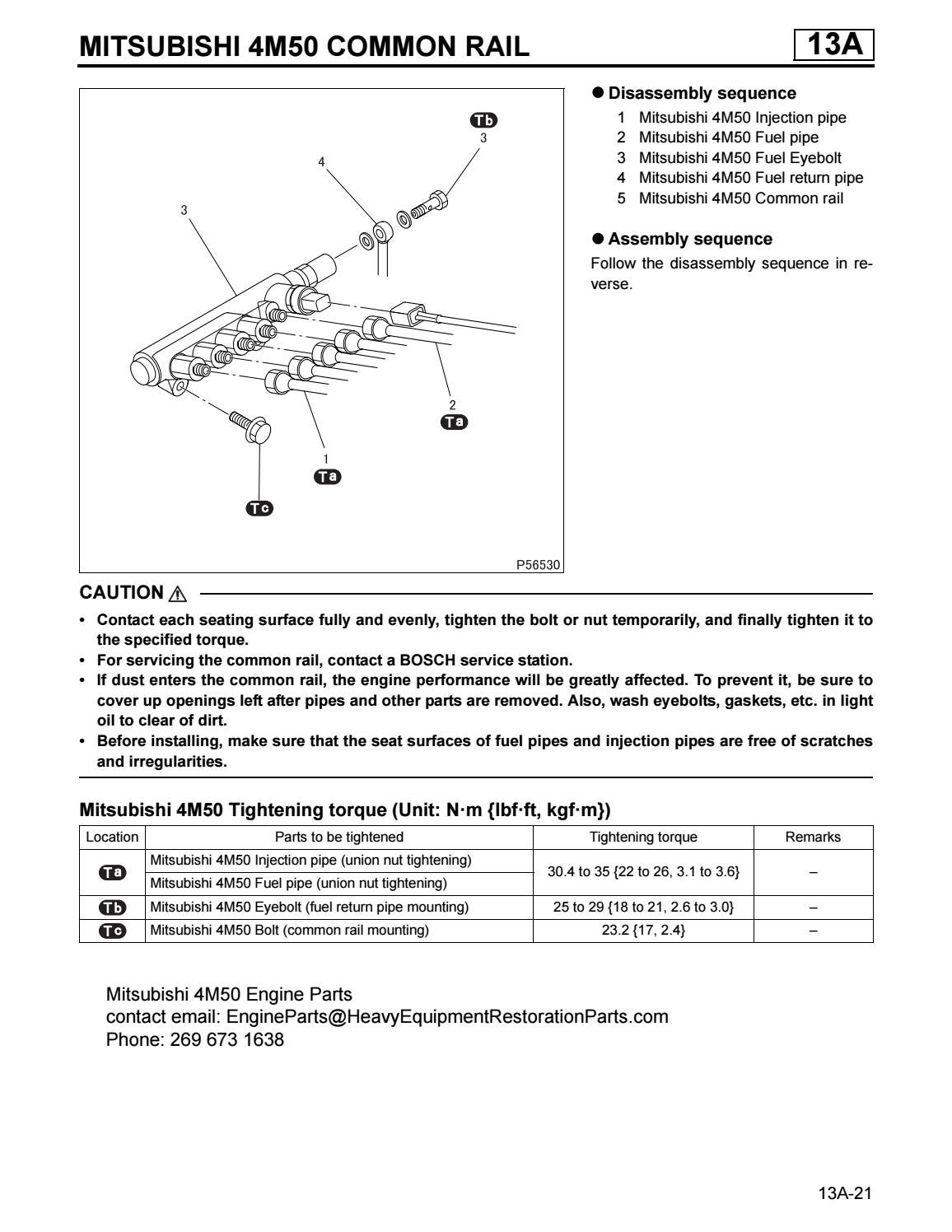 Mitsubishi 4M50 Engine Workshop Manual free download by engineparts2 ...
