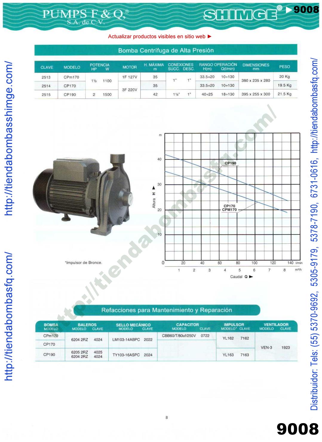 v9000238 CATÁLOGO BOMBAS PUMPS F&Q SA de CV BOMBAS SHIMGE PUMP