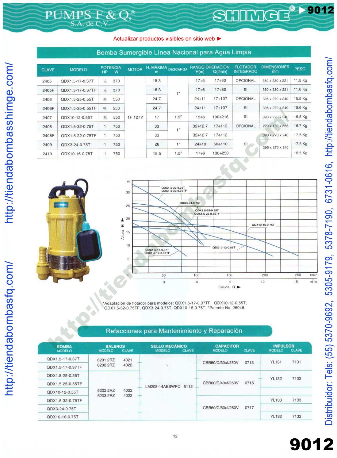 v9000238 CATÁLOGO BOMBAS PUMPS F&Q SA de CV BOMBAS SHIMGE PUMP