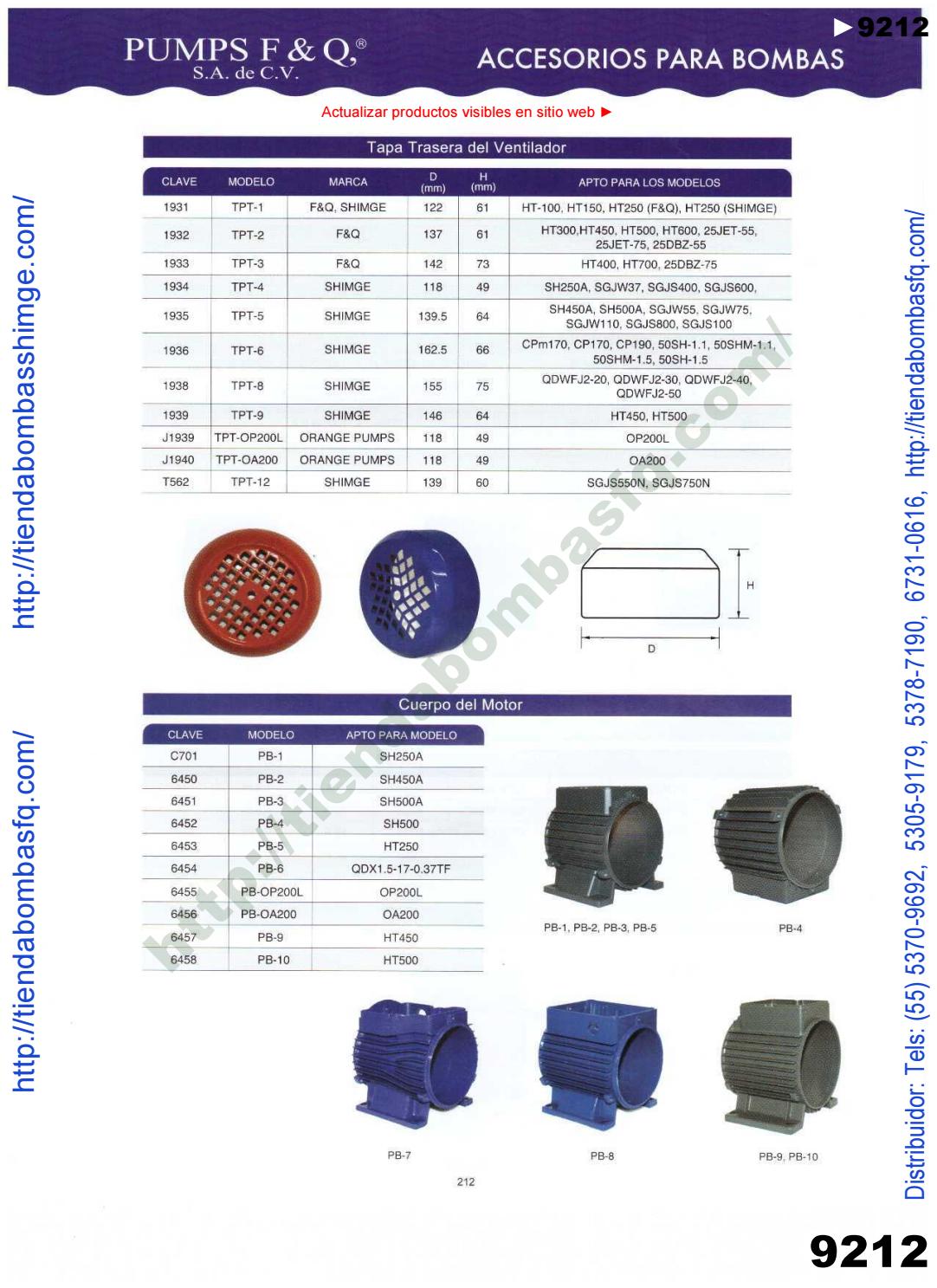 v9000238 CATÁLOGO BOMBAS PUMPS F&Q SA de CV BOMBAS SHIMGE PUMP