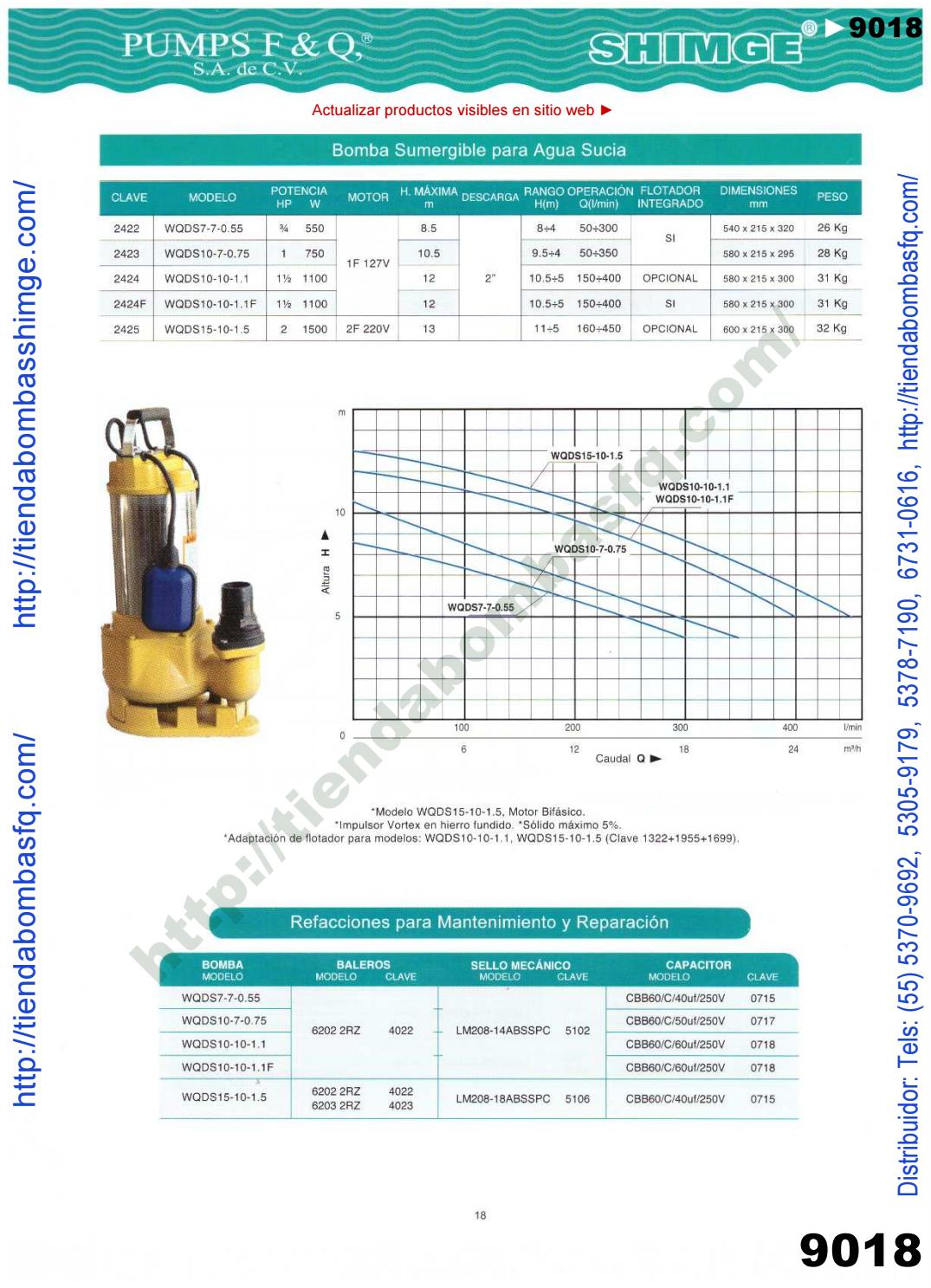 v9000238 CATÁLOGO BOMBAS PUMPS F&Q SA de CV BOMBAS SHIMGE PUMP