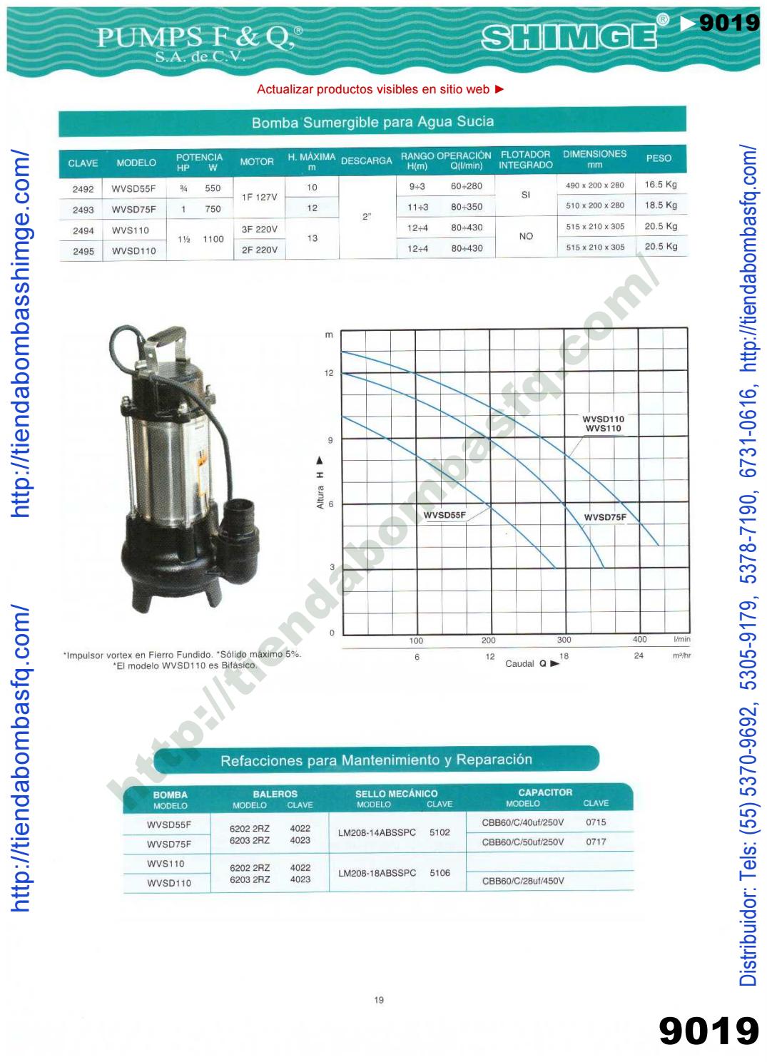 v9000238 CATÁLOGO BOMBAS PUMPS F&Q SA de CV BOMBAS SHIMGE PUMP