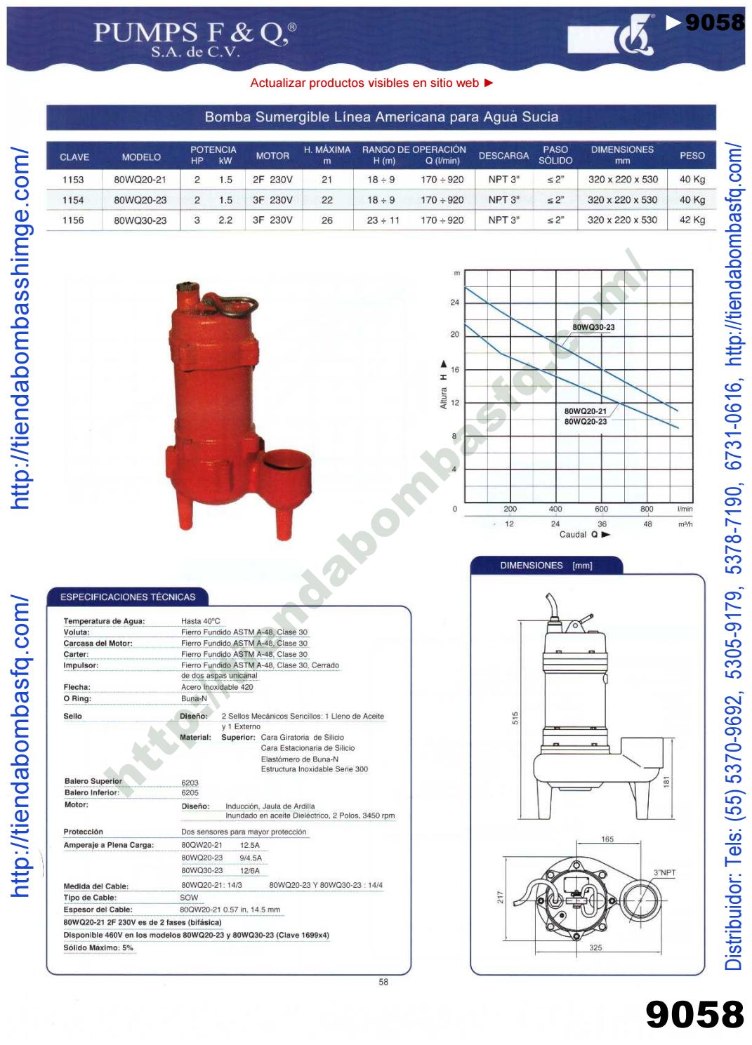 v9000238 CATÁLOGO BOMBAS PUMPS F&Q SA de CV BOMBAS SHIMGE PUMP
