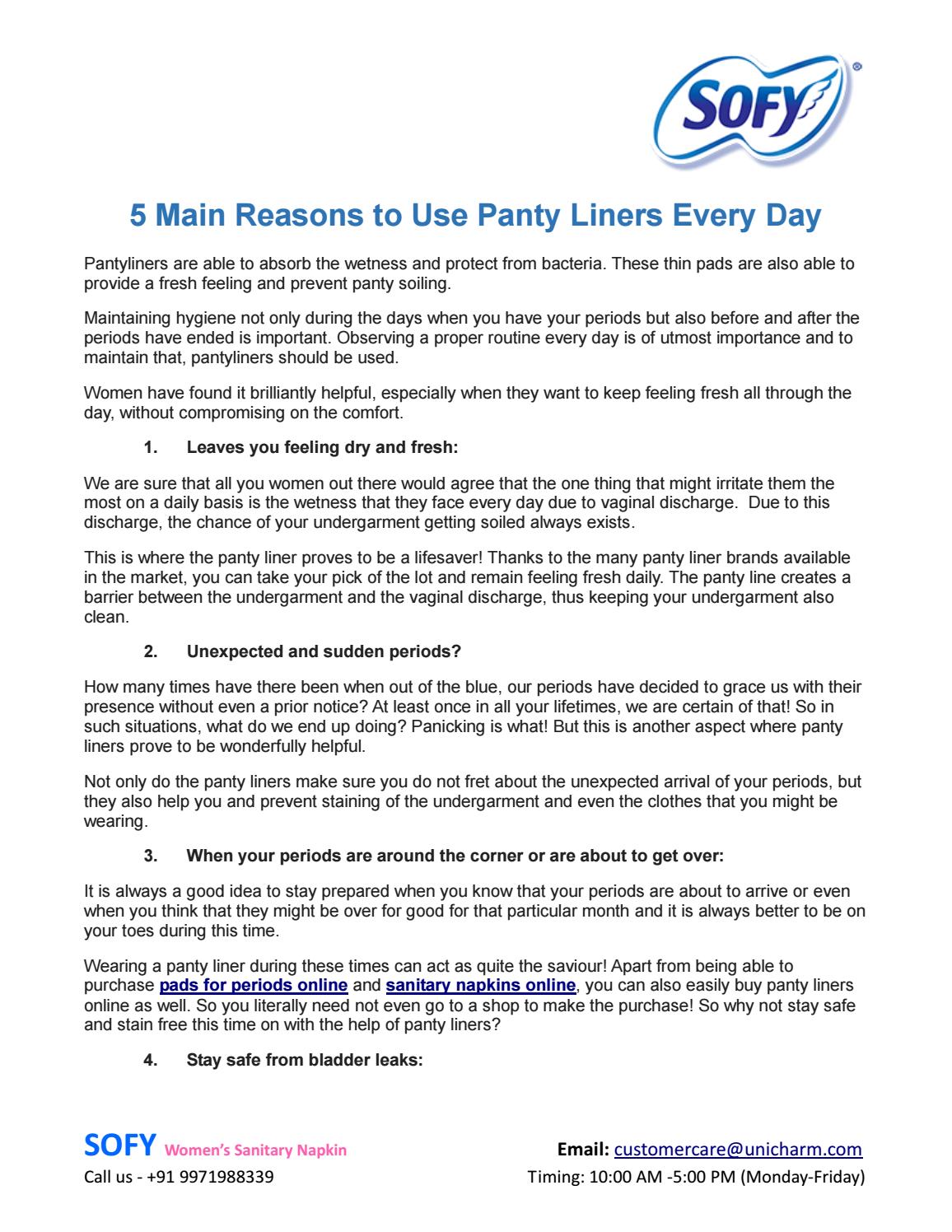 5 Main Reasons to Use Panty Liners Every Day by Harleen Kaur Issuu