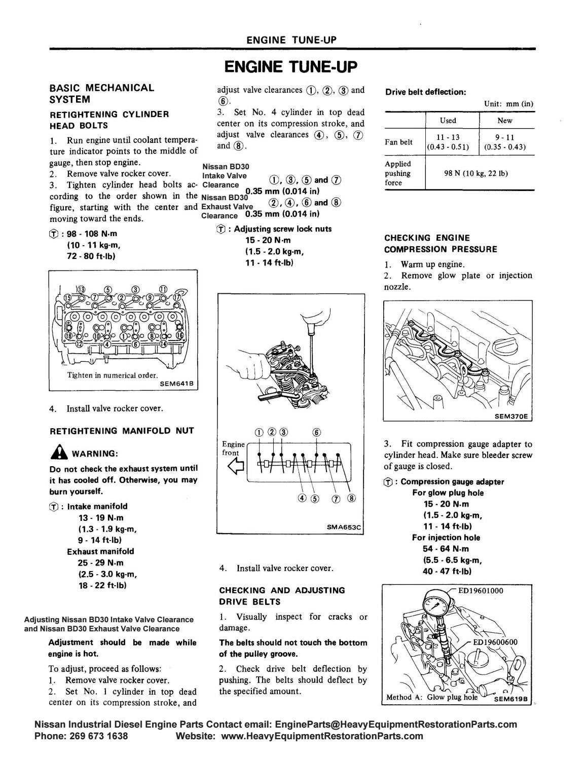 Nissan BD30 Valve Adjustment Procedure, Valve Lash Clearance