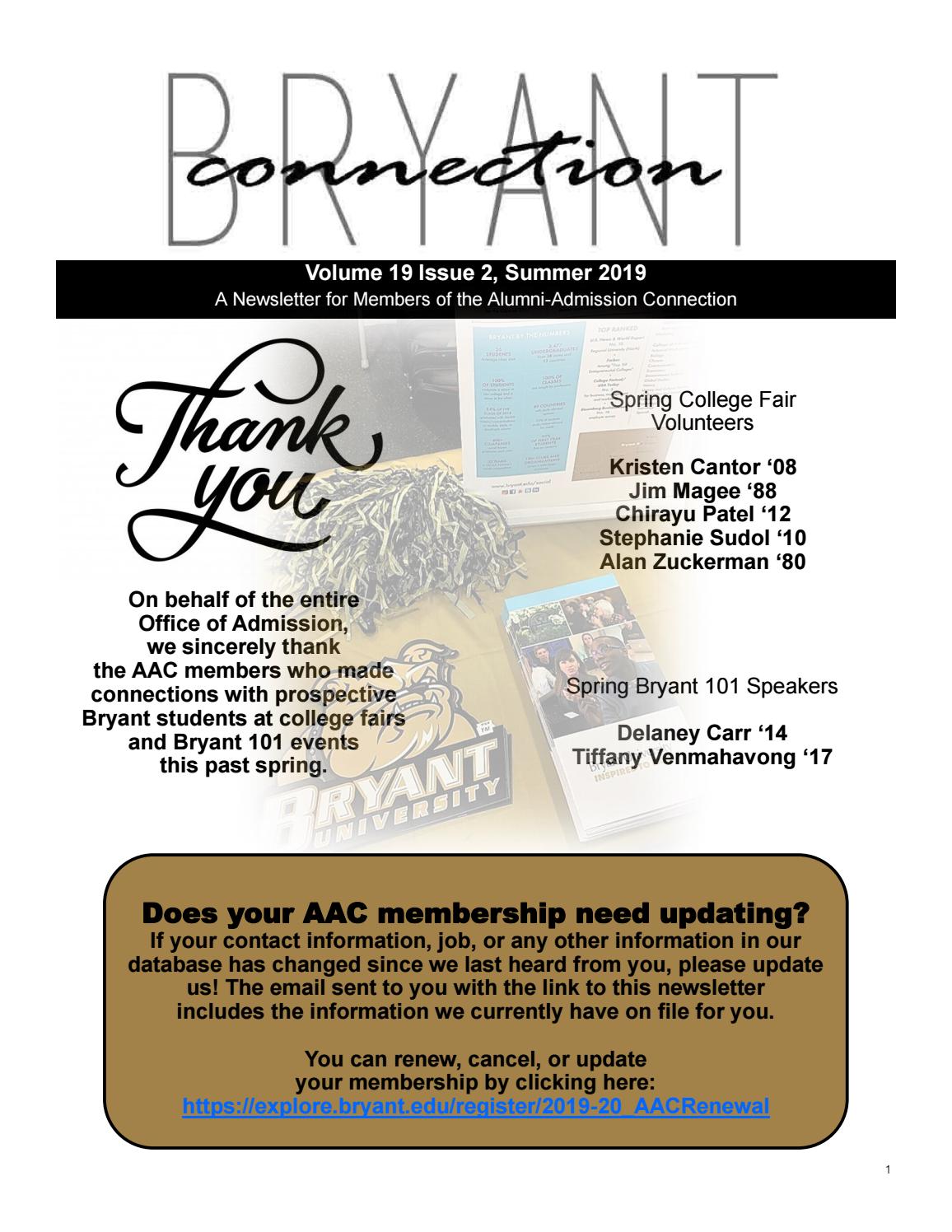 Bryant Connection Summer 2019 by Bryant University Issuu