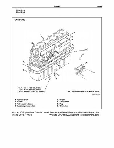 Hino K13C T K13CT Engine Workshop Manual free download by engineparts2 ...