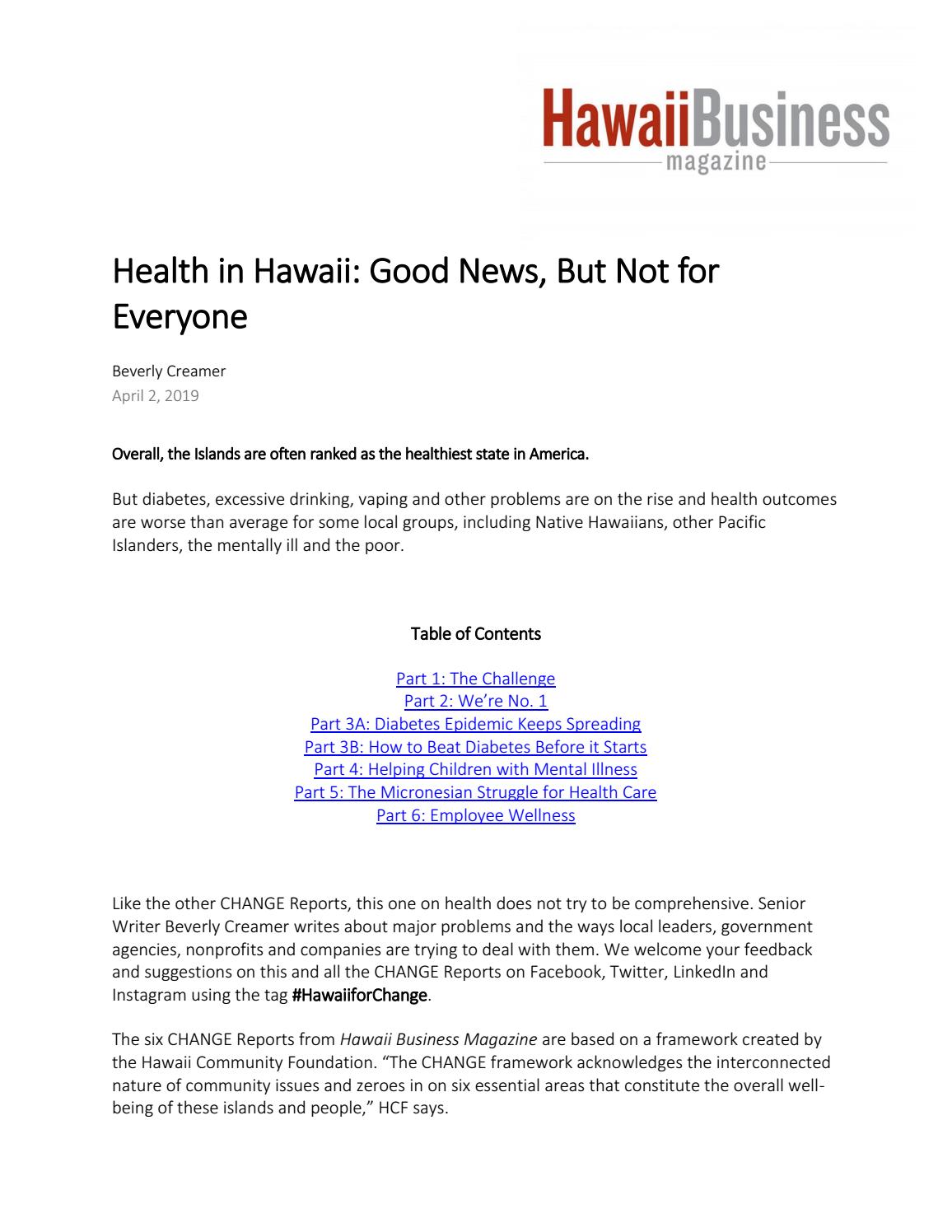 Good News About Mental Health In Our >> Health In Hawaii Good News But Not For Everyone By Hawaii Good News About Mental Health In Our >> Health In Hawaii Good News But Not For Everyone By Hawaii