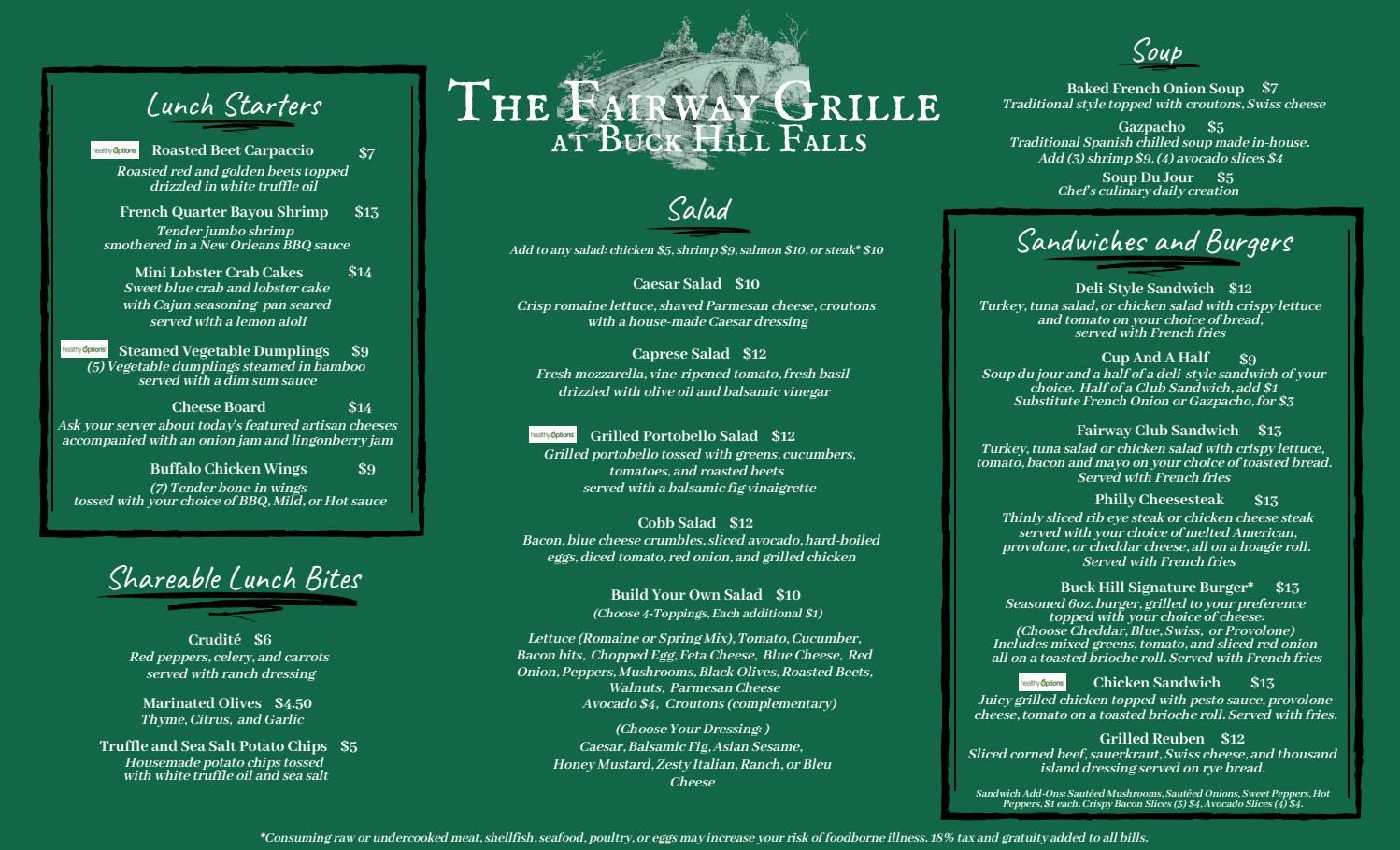 Fairway Grille Lunch Menu Summer 2019 by Buck Hill Falls Issuu