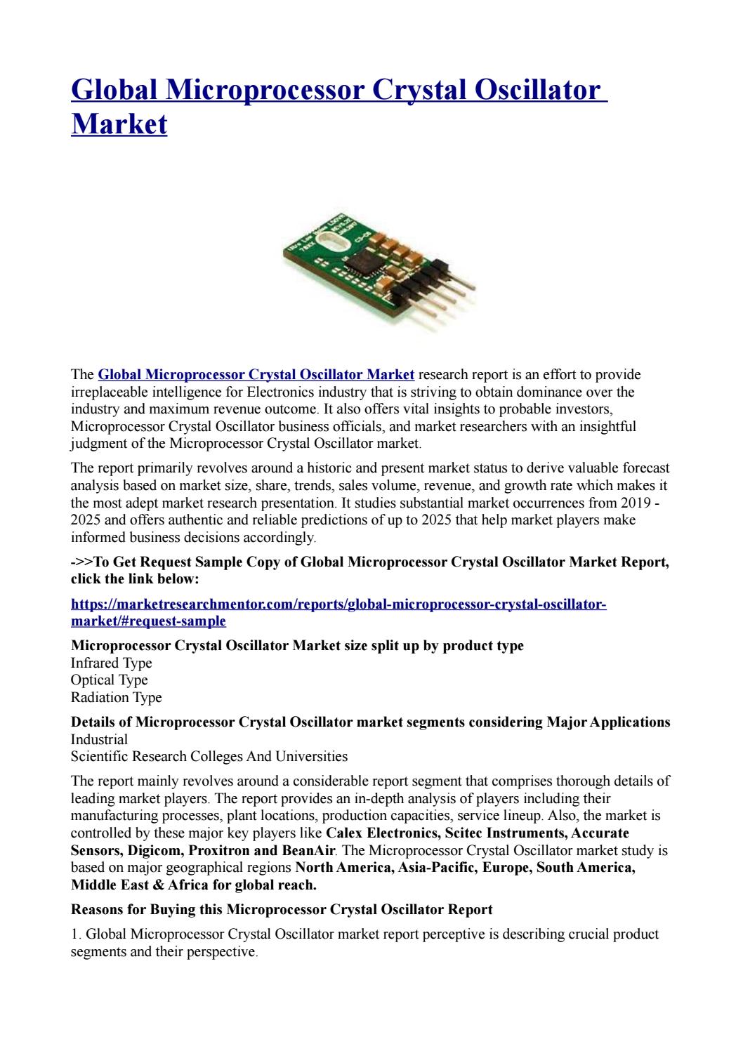 Global Microprocessor Crystal Oscillator Market Phenomenal Growth Rate