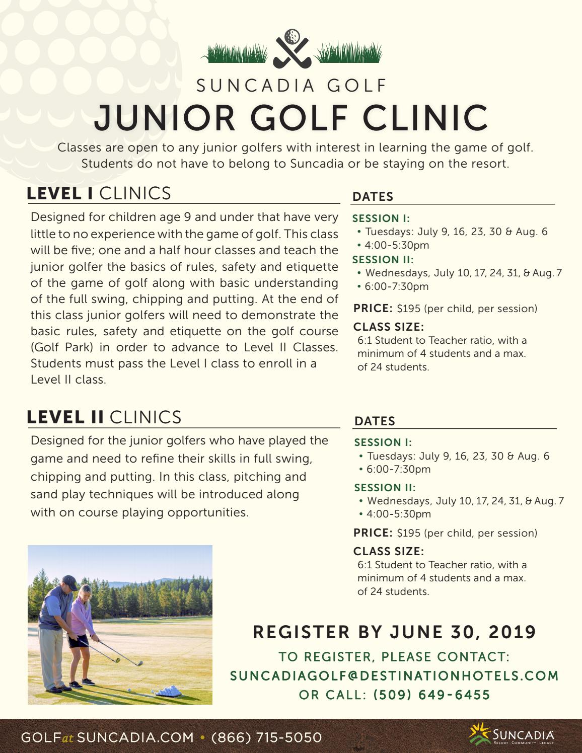 Suncadia Junior Golf Clinic 2019 by Suncadia Resort Issuu