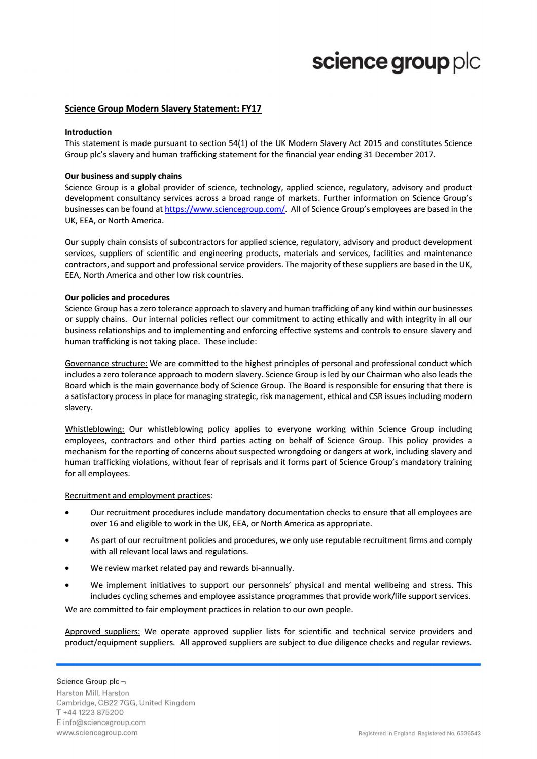 modernslaverystatementfy17_1 by Science Group Issuu