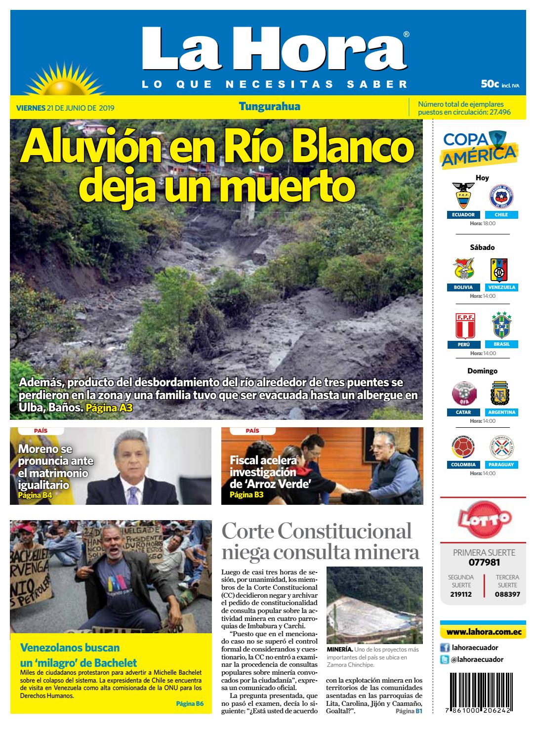 By Issuu La De Tungurahua 2019 21 Ecuador Diario Junio Hora wX8nP0Ok