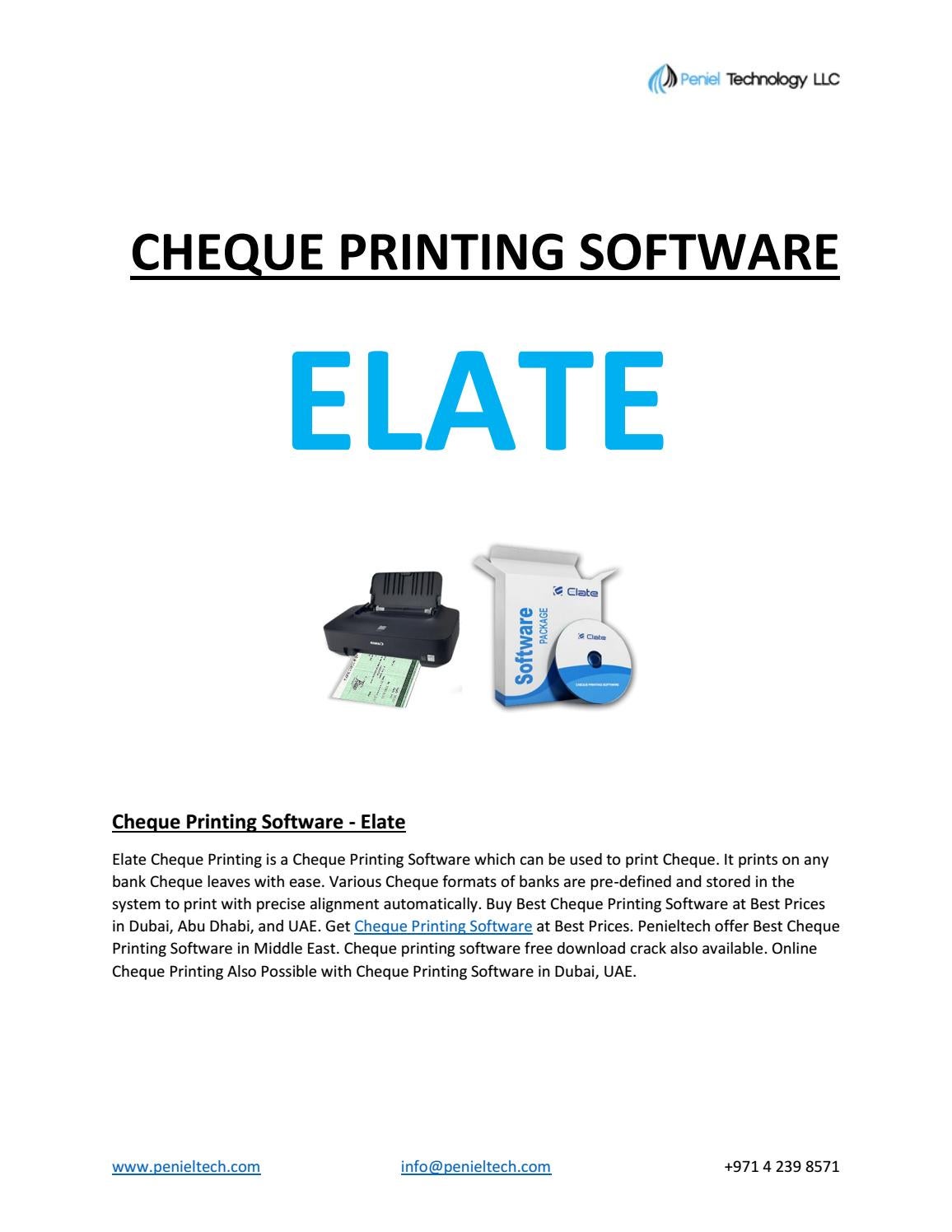 Cheque Printing Software (Elate) Dubai, UAE, Bahrain, Oman by