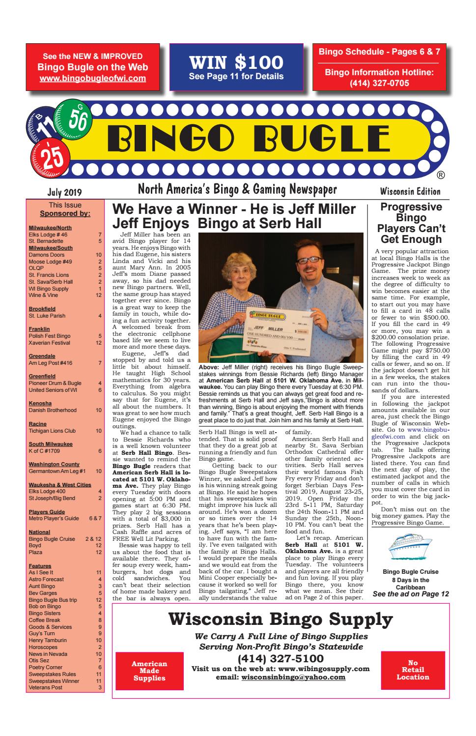 July 2019 Wisconsin Bingo Bugle by Bingo Bugle of Wisconsin Issuu