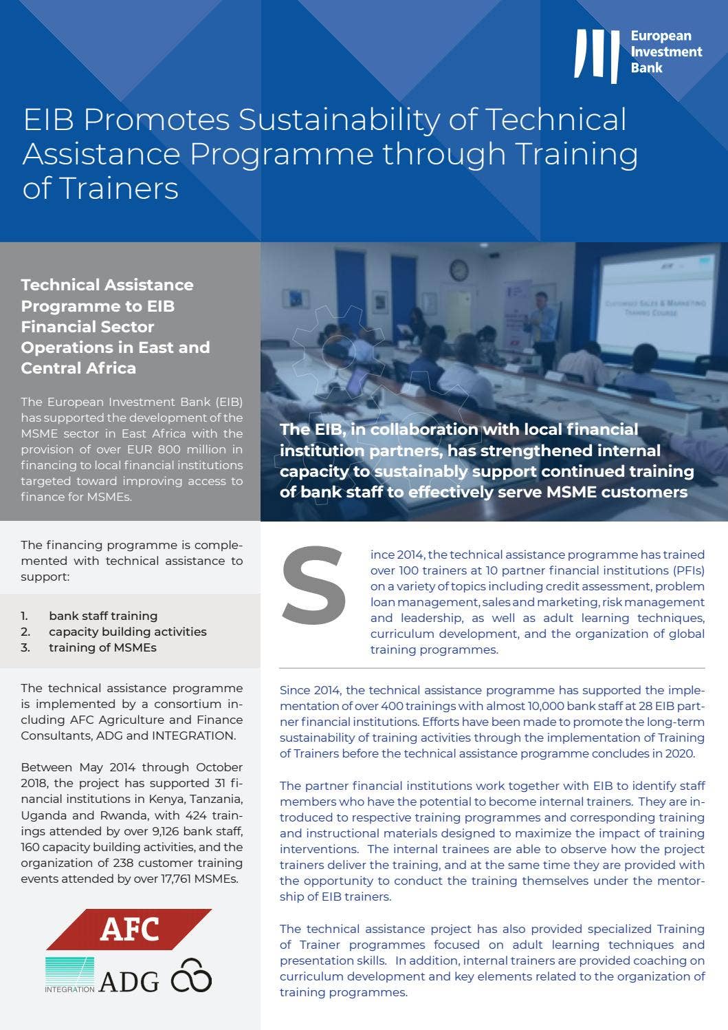 EIB Promotes Sustainability of Technical Assistance Programme through  Training of Trainers by GOPA AFC - Issuu